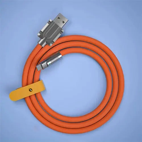 120W 6A Super Fast Charge Liquid Silicone Cable Type-C Charger Data Cable For Xiaomi Huawei Samsung Zinc USB Bold Data Line 1m Orange2MMicroUSB  31.00 EZYSELLA SHOP