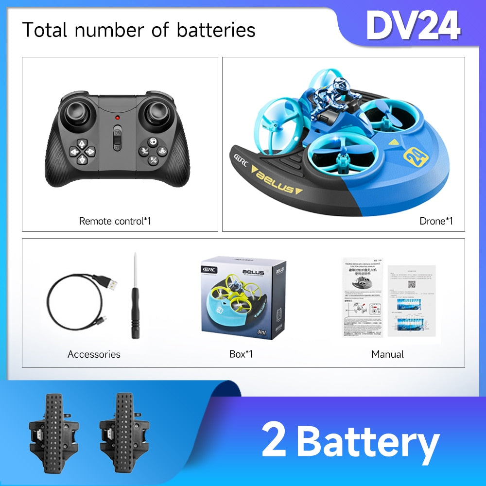 2023 NEW V24 Mini Drone Air/Land/Water Driving Quadcopter 3 In 1 RC Drone Toys for Children Outdoor RC Airplane V24BU2BMexico Toys & Games > Toys > Remote Control Toys 88.06 EZYSELLA SHOP