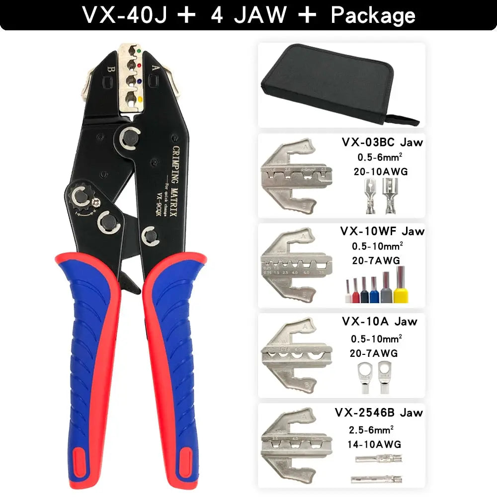 Crimping Pliers Quick Replacement Jaw Set For 2.8 4.8 6.3 Plug/Tube/Insulation/Car Terminals Hand Multifunction Wire Clamp Tools VX40J4JAWPackage Hardware > Tools 150.99 EZYSELLA SHOP