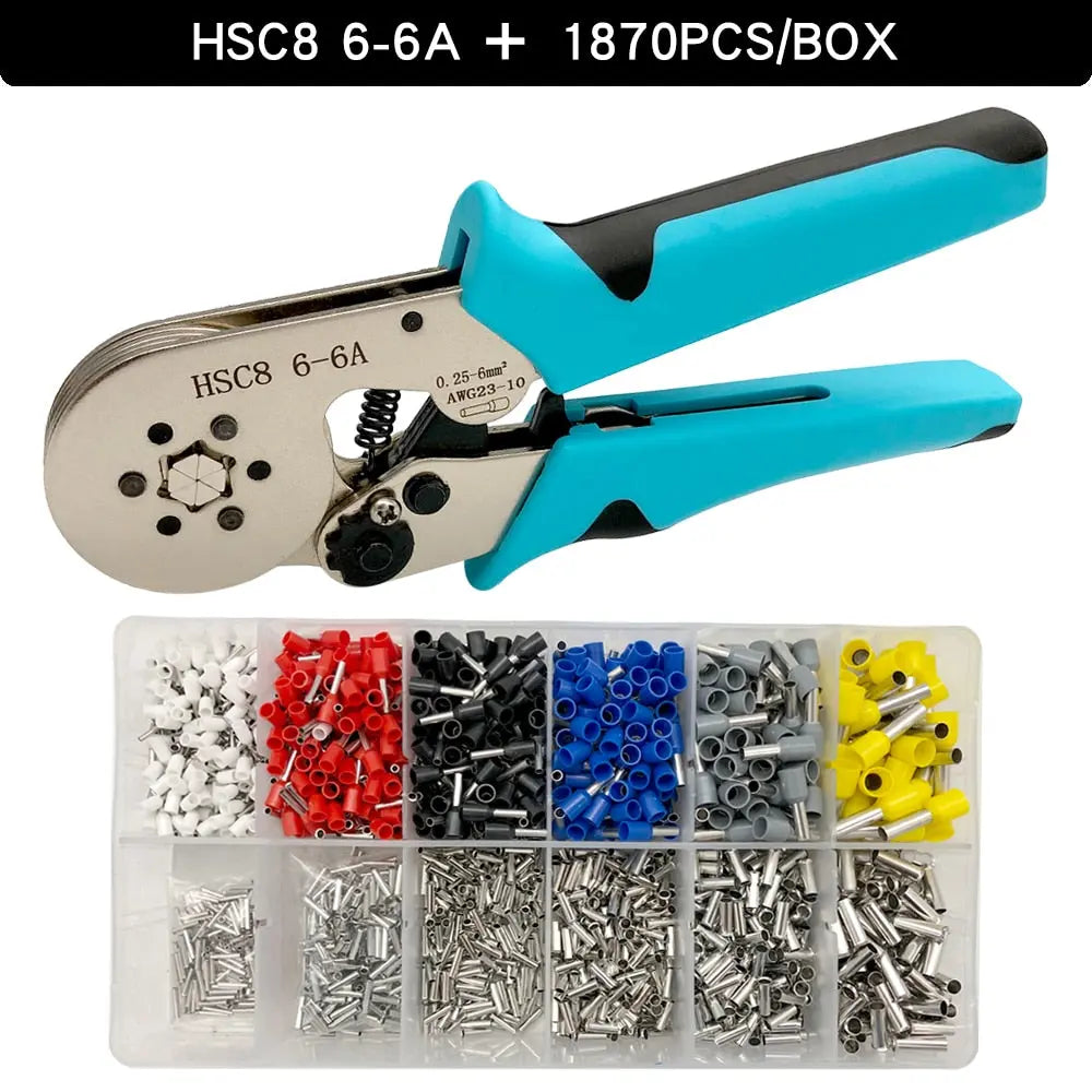 Crimping Pliers Tubular Terminal Hand Tools HSC8 6 - 4A 0.25 - 10mm2 6 - 6A 0.25 - 6mm2 Electrical Mini Wire Ferrule Clamp Kit HSC86-6AB1870PCSChina Hardware > Power & Electrical Supplies > Wire Terminals & Connectors 78.99 EZYSELLA SHOP