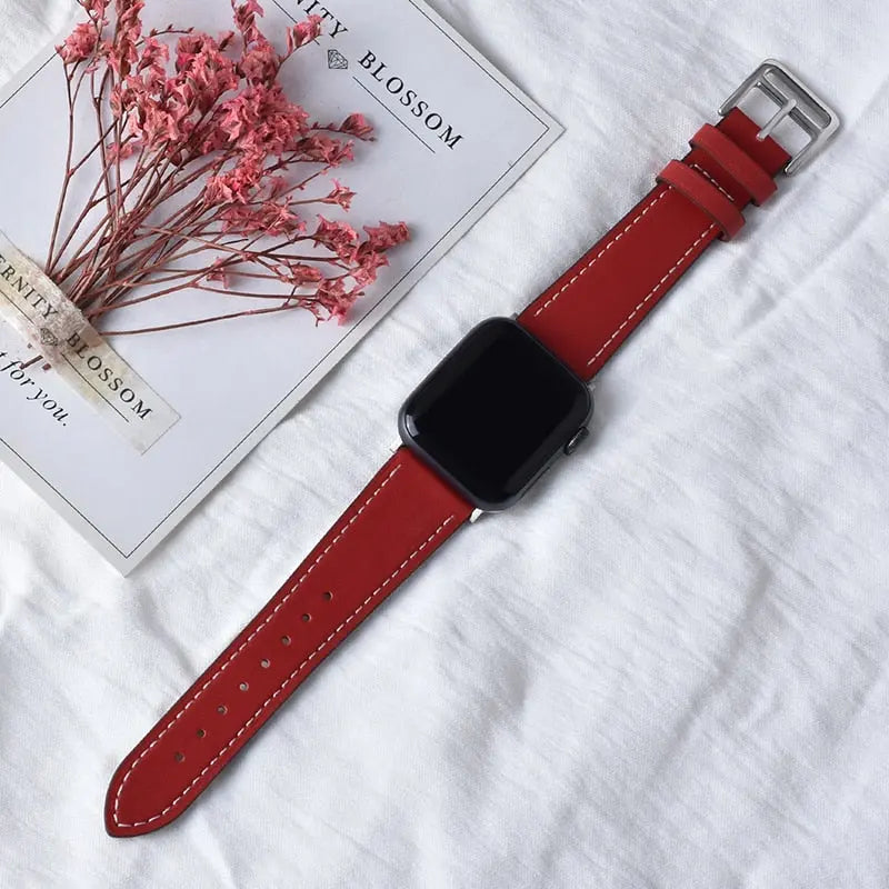 High quality Leather loop Band for iWatch 40mm 44mm Sports Strap Tour band for Apple watch 42mm 38mm Series 2 3 4 5 6 SE Redfor42mmand44mm  30.99 EZYSELLA SHOP