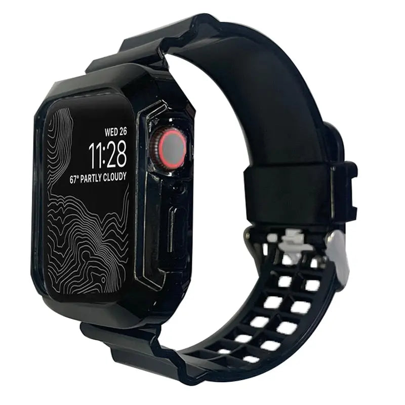 Newest Sport Strap for Apple Watch Band  Series 6 1 2 3 4 5 silicone Transparent  for Iwatch 5 4 Strap 38mm 40mm 42mm 44mm wirst brightblack42MMand44MM  15.90 EZYSELLA SHOP