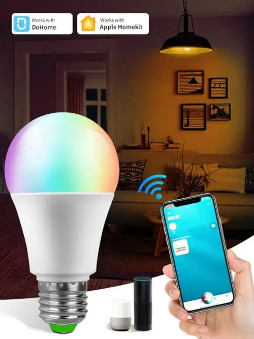 Smart Wifi Bulb Homekit Alexa E27 Led Bulb 220V 110V For Apple Android beigeBundle1 HomeKit 40.99 EZYSELLA SHOP