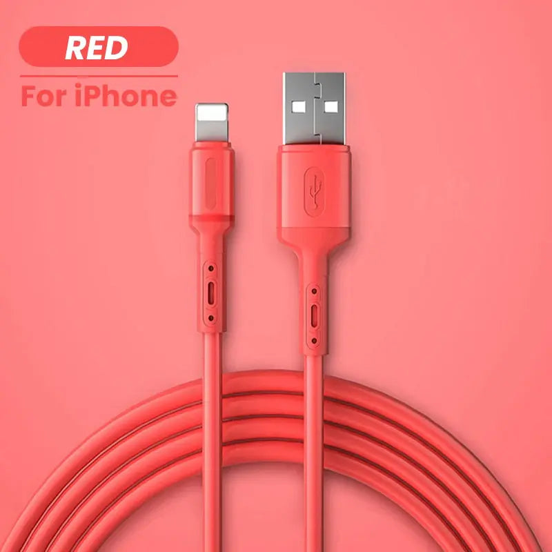 USB Cable For iPhone 12 11 Pro Max X XR XS 8 7 6 6s 5 5s Fast Data Charging Charger USB Wire Cord Liquid Silicone Cable 1/1.5/2M REDFORiPhone2m  23.90 EZYSELLA SHOP
