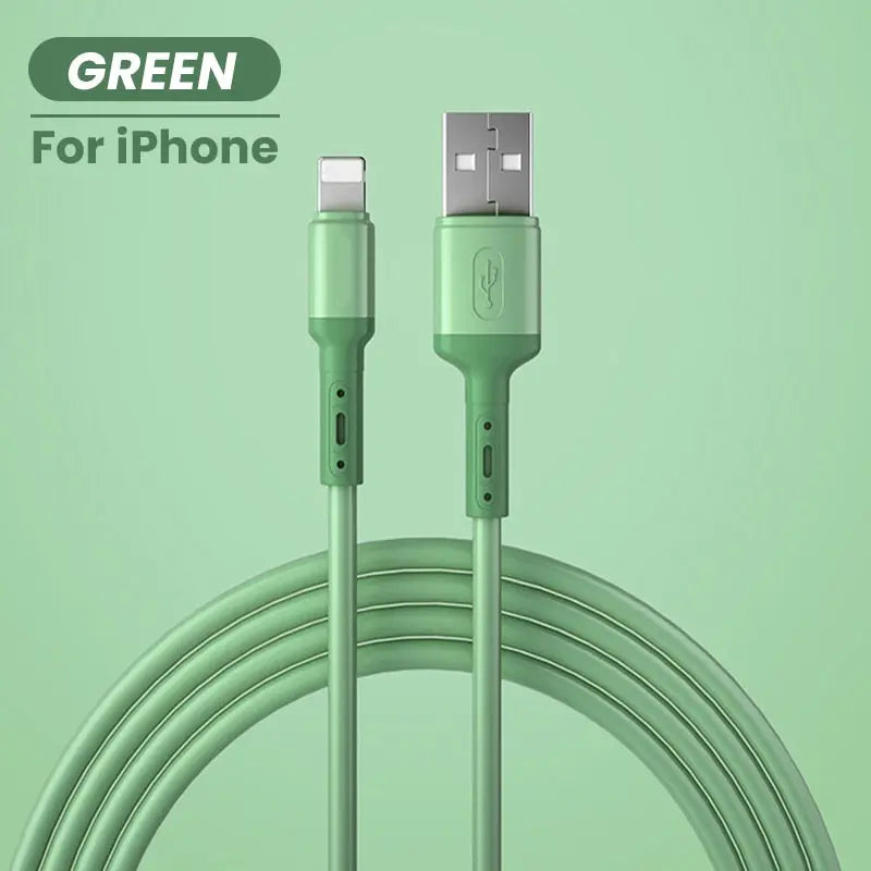 USB Cable For iPhone 12 11 Pro Max X XR XS 8 7 6 6s 5 5s Fast Data Charging Charger USB Wire Cord Liquid Silicone Cable 1/1.5/2M GREENFORiPhone2m  23.90 EZYSELLA SHOP