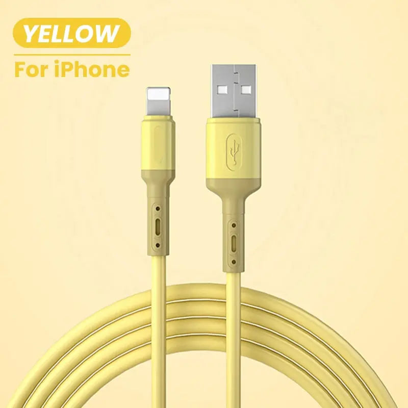 USB Cable For iPhone 12 11 Pro Max X XR XS 8 7 6 6s 5 5s Fast Data Charging Charger USB Wire Cord Liquid Silicone Cable 1/1.5/2M YELLOWFORiPhone2m  23.90 EZYSELLA SHOP