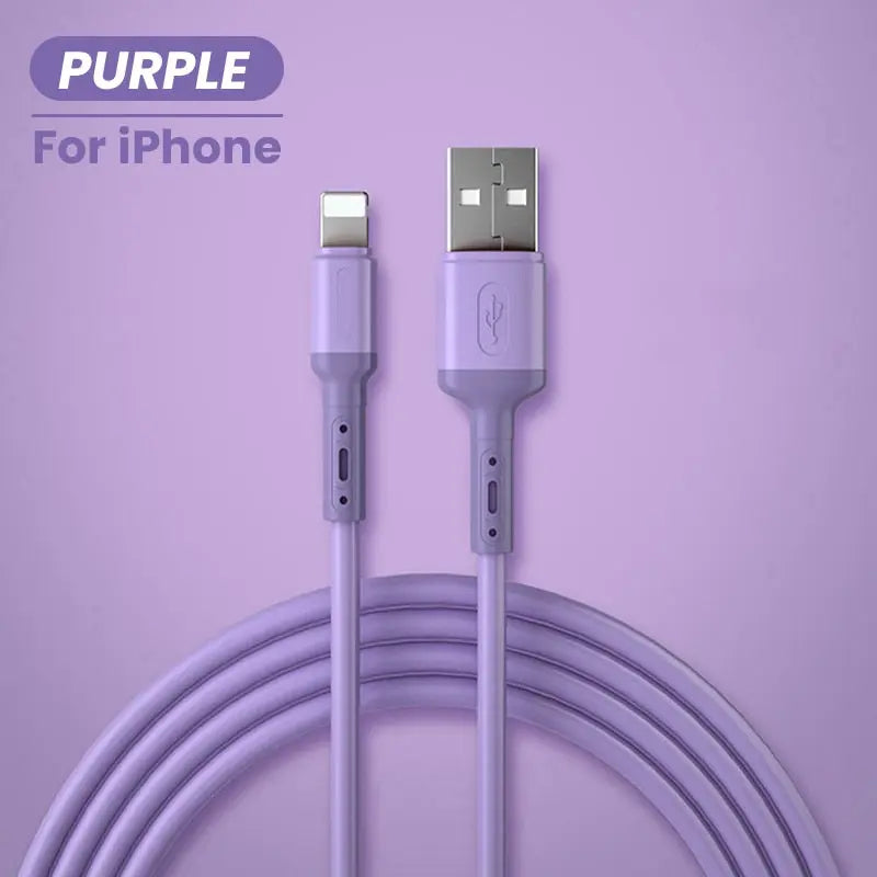 USB Cable For iPhone 12 11 Pro Max X XR XS 8 7 6 6s 5 5s Fast Data Charging Charger USB Wire Cord Liquid Silicone Cable 1/1.5/2M PURPLEFORiPhone2m  23.90 EZYSELLA SHOP
