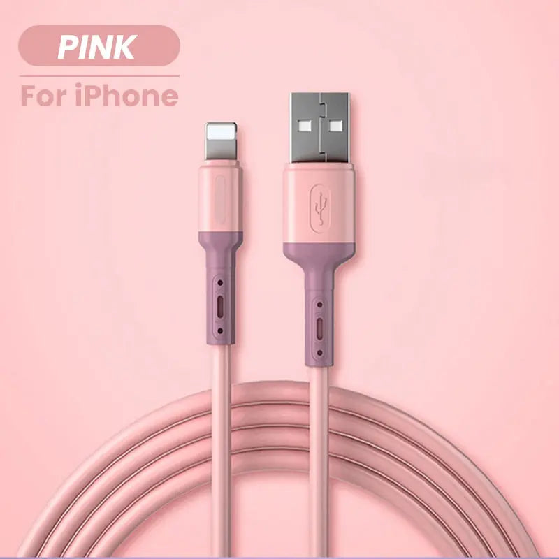 USB Cable For iPhone 12 11 Pro Max X XR XS 8 7 6 6s 5 5s Fast Data Charging Charger USB Wire Cord Liquid Silicone Cable 1/1.5/2M PINKFORiPhone2m  23.90 EZYSELLA SHOP